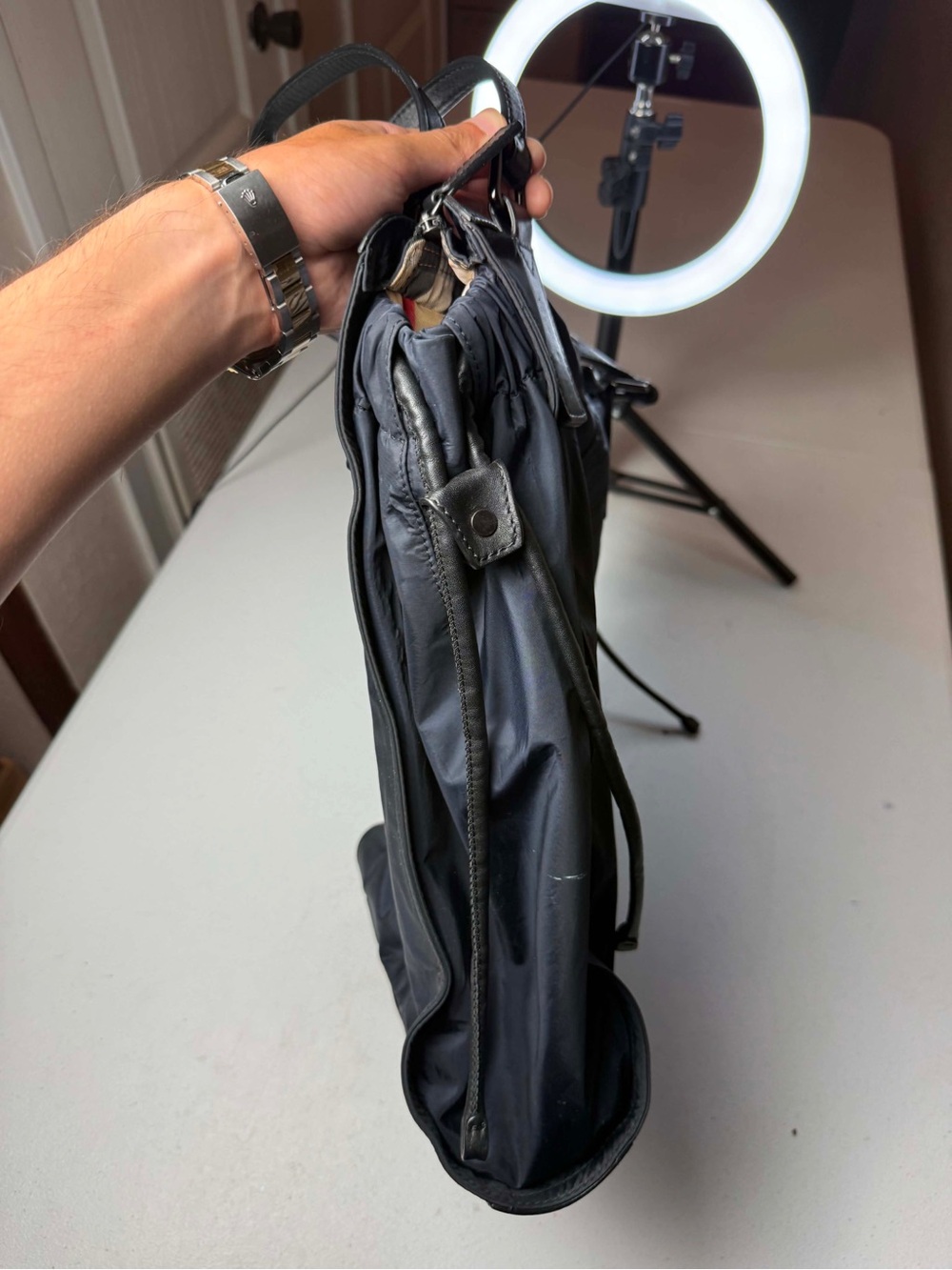 Burberry | Black Blue Nylon Buckleigh Packable Shopper Tote Bag | Authentic - Picture 6 of 16